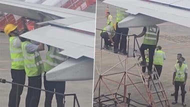 Mumbai: Bangkok-Bound Air India Flight AI2354 Delayed Over 3 Hours After Bird Nest Found Inside Wing Before Takeoff at Chhatrapati Shivaji Maharaj International Airport; Video Goes Viral