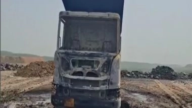 India News | Jharkhand: Naxals Torch Two Mining Trucks in Hazaribagh's Keredari