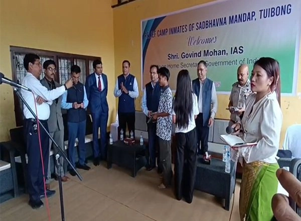 India News | Manipur: Union Home Secretary, IB Chief Visit Relief Centres in Churachandpur; Tailoring Centres, Creche Facilities Inaugurated
