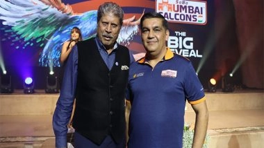 Business News | Kapil Dev and Ameet Gadhoke Launch the Jersey of SoBo Mumbai Falcons for the T20 Mumbai League 2025
