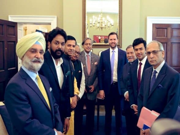 World News | All-party Delegation Led by Shashi Tharoor Meets US Vice President JD Vance