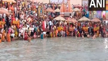 India News | Haridwar: Devotees Throng Har Ki Pauri on Nirjala Ekadashi for Holy Ganga Dip