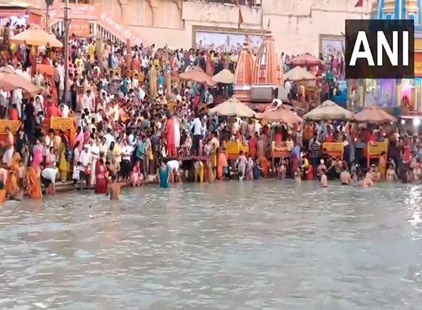 India News | Haridwar: Devotees Throng Har Ki Pauri on Nirjala Ekadashi for Holy Ganga Dip