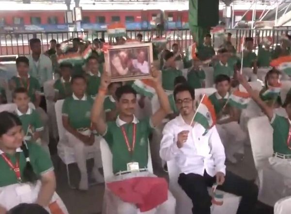 India News | Excited School Students Gather at Katra to Welcome PM Modi Ahead of Vande Bharat Flag off