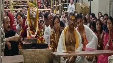 India News | Madhya Pradesh: Union Minister Dharmendra Pradhan Offers Prayers at Ujjain's Mahakaleshwar Temple