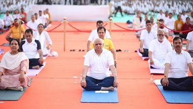 India News | Gujarat CM Bhupendra Patel Participates in Yoga Camp at Ahmedabad Riverfront Under 'Swasth Gujarat, Obesity-Free Gujarat' Campaign