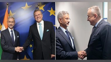 World News | EAM Jaishankar Interacts with EU Top Brass; Discusses FTA Agreement, IMEC