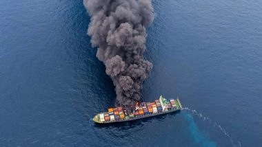 India News | ICG Intensifies Operations as Burning Container Vessel Drifts off Kerala Coast