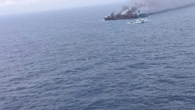 India News | Firefighting Ops on MV WAN HAI 503 Reduced as ICG, IAF Contain Blaze; SAR Ops Continue for 4 Missing Crew