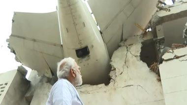 India News | Air India Plane Mishap: PM Modi Visits Crash Site, Assesses Ground Situation in Ahmedabad
