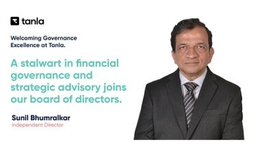 Business News | Tanla Appoints Audit and Governance Expert Sunil Bhumralkar, Strengthening Board Oversight