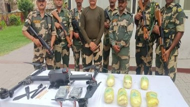 India News | Amritsar: BSF Thwarts Cross-border Smuggling, Seizes 7.47 Kg Methamphetamine from Drone