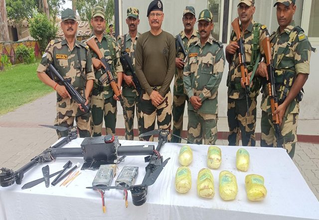India News | Amritsar: BSF Thwarts Cross-border Smuggling, Seizes 7.47 Kg Methamphetamine from Drone