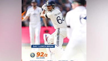 Sports News | 1st Test: Yashasvi Jaiswal Shine as India Power to 92/2 at Lunch Against England