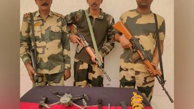 India News | Punjab: BSF Recovers Drone with Packet Containing Pistol Parts in Amritsar Village
