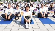 Yoshiko Ishiba Celebrates International Yoga Day 2025: Japan PM Shigeru Ishiba&rsquo;s Wife Performs Yoga, Inaugurates Event at Indian Embassy (See Pics)