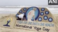 India News | Sand Artist Creates Yoga Sculpture of PM Modi at Puri Beach to Mark 11th International Day of Yoga