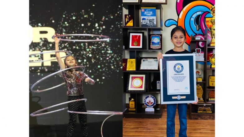 Business News | 7-Year-Old Sinaya Biyani Breaks Guinness World Record with 101 Hula Hoop Rotations in 30 Seconds!