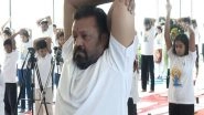 India News | Union Minister Suresh Gopi Performs Yoga in Ernakulam, Kerala on 11th International Yoga Day