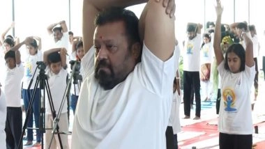 India News | Union Minister Suresh Gopi Performs Yoga in Ernakulam, Kerala on 11th International Yoga Day