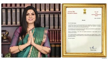 Business News | Defence Minister Rajnath Singh Acknowledges Dr. Sohini Sastri's Role in Public Education, Astrology, and Social Impact
