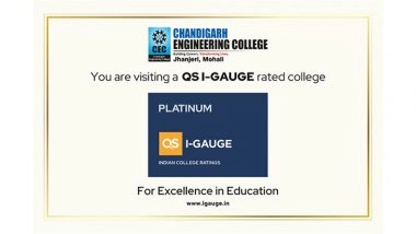 Business News | CGC Jhanjeri, Mohali Becomes First in North India to Achieve QS I-GAUGE Platinum Rating Across All Parameters