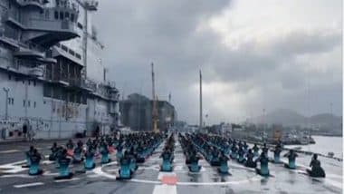 India News | Navy Personnel Celebrate International Yoga Day On-board INS Vikramaditya