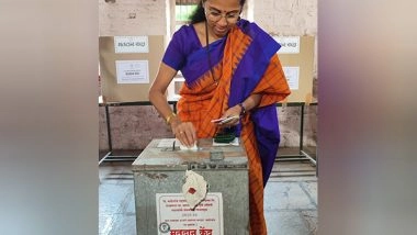 India News | NCP's Supriya Sule Casts Vote in Cooperative Sugar Factory Election in Baramati