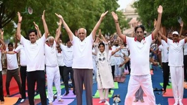 India News | Gujarat CM Bhupendra Patel Attends State-level Yoga Day Celebration in Vadnagar, Sets Guinness World Record