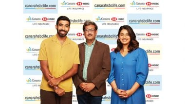 Business News | Canara HSBC Life Insurance Signs Indian Cricket Icon Jasprit Bumrah and Celebrated Sports Presenter Sanjana Ganesan as Brand Ambassadors