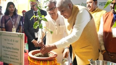 India News | Bihar: Vice President Jagdeep Dhankhar Plants Tree in Memory of His Late Parents at LN Mishra College
