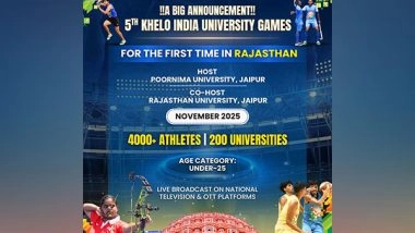 Sports News | Sports Minister Mansukh Mandaviya Announces Khelo India University Games 2025 in Rajasthan in November