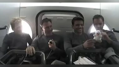 World News | Baby 'Joy' Floats with Axiom-4 Crew En-route to ISS; Grp Capt Shukla Says Swan Mascot Symbolises Wisdom, Grace