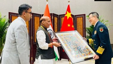 World News | Rajnath Singh Gifts Madhubani Painting from Bihar to Chinese Counterpart Don Jun