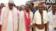 India News | Union Ministers Dharmendra Pradhan, Gajendra Shekhawat Join Devotees in Grand Rath Yatra Celebrations in Puri