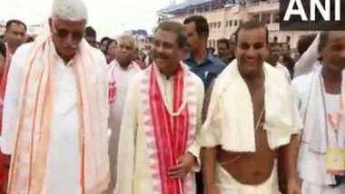 India News | Union Ministers Dharmendra Pradhan, Gajendra Shekhawat Join Devotees in Grand Rath Yatra Celebrations in Puri