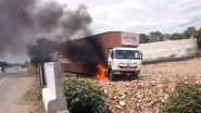 India News | Lorry Carrying Luxury Cars Catch Fire Near Poigai, Tamil Nadu; Driver Escape Unharmed