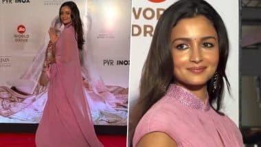 Alia Bhatt Recreates Rekha’s Iconic ‘Silsila’ Look at Umrao Jaan Screening, Wins Hearts With Classic Saree Style (Watch Video)