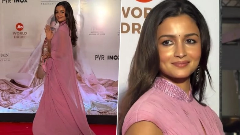 Alia Bhatt Recreates Rekha’s Iconic ‘Silsila’ Look at Umrao Jaan Screening, Wins Hearts With Classic Saree Style (Watch Video)
