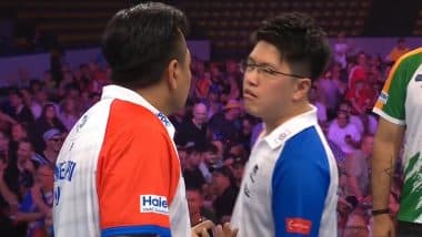 Chaos! Chinese Taipei Teammates An-Sheng Lu and Pupo Teng-Lieh Engage in Heated Argument Mid-Match After Latter's Blunder Against India in World Cup of Darts 2025 (Watch Video)