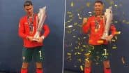 Cristiano Ronaldo Poses With Iconic UEFA Nations League 2024-25 Trophy After Portugal Defeats Spain in a Thrilling Penalty Shootout (Watch Video)