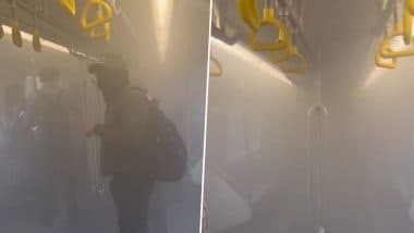 Mumbai Metro Passengers Panic, Cover Their Faces as Smoke Fills Coach After Bus Catches Fire Under Devipada Station in Borivali, Video Captures Terrifying Moment