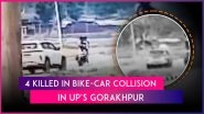 Gorakhpur Road Accident: Bike Collides With Speeding Car While Overtaking Tractor, 4 Killed in Horrific Collision