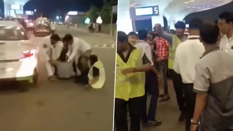 Mumbai Airport Brawl: Heated Fight Breaks Out Between Security Personnel and Cab Drivers Over Parking Dispute; Video Goes Viral