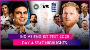 IND vs ENG 1st Test 2025 Day 4 Stat Highlights: KL Rahul, Rishabh Pant&rsquo;s Centuries Help India Set Challenging Target in Front of England