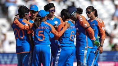 India-W Beat England-W by 97 Runs 1st T20I 2025; Smriti Mandhana’s Record-Breaking Century, Shree Charani’s 4-Wicket Haul Help Women in Blue Take 1–0 Lead in Series
