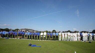 Indian Cricketers Wear Black Armbands and Observe a Minute’s Silence for Ahmedabad Air Plane Crash Ahead of IND vs IND A Intra-Squad Game in Beckenham (See Post)