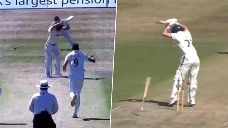 42-Year-Old James Anderson Strikes Again! Veteran England Pacer Cleans Up Caleb Jewell With Brilliant Inswinger During County Championship 2025 Match (Watch Video)