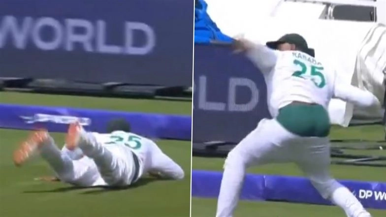 Kagiso Rabada Suffers Wardrobe Malfunction As He Tries to Save Boundary With Diving Effort During SA vs AUS ICC WTC 2025 Final (Watch Video)