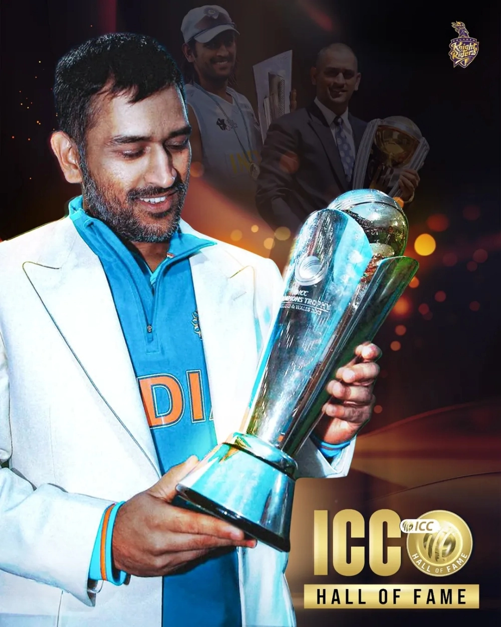 KKR’s tribute featured a series of MS Dhoni wallpapers, highlighting major achievements of the former India captain. 